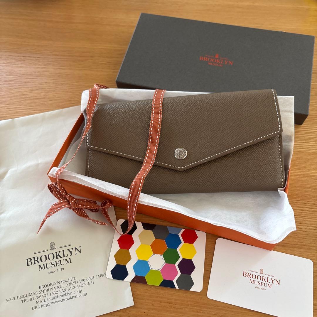 フレンチカーフ 最高級ロングウォレット ブルックリンミュージアム 長財布 トープ