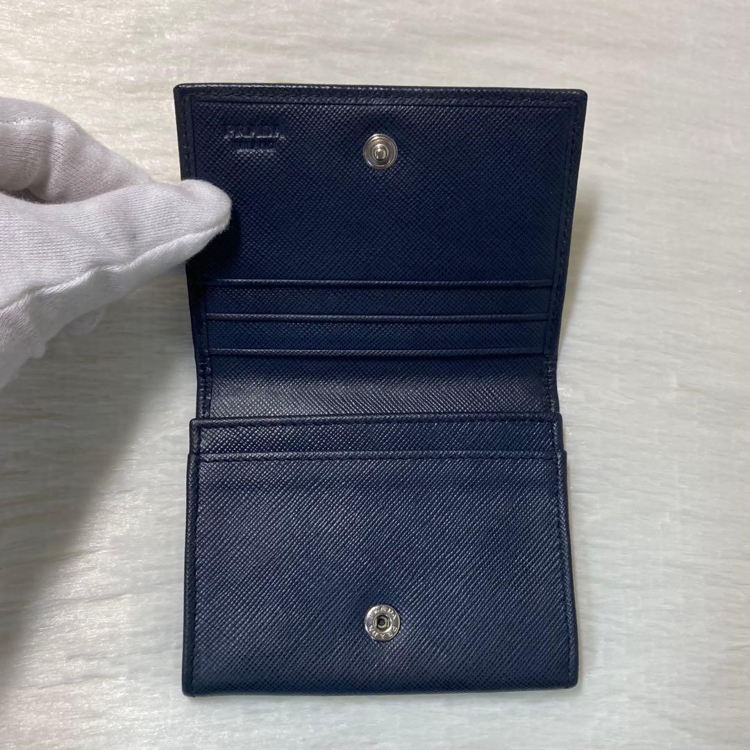 お買い得品　PRADA プラダ　小物入れ　ケース　紺　財布　ミニ　二つ折り