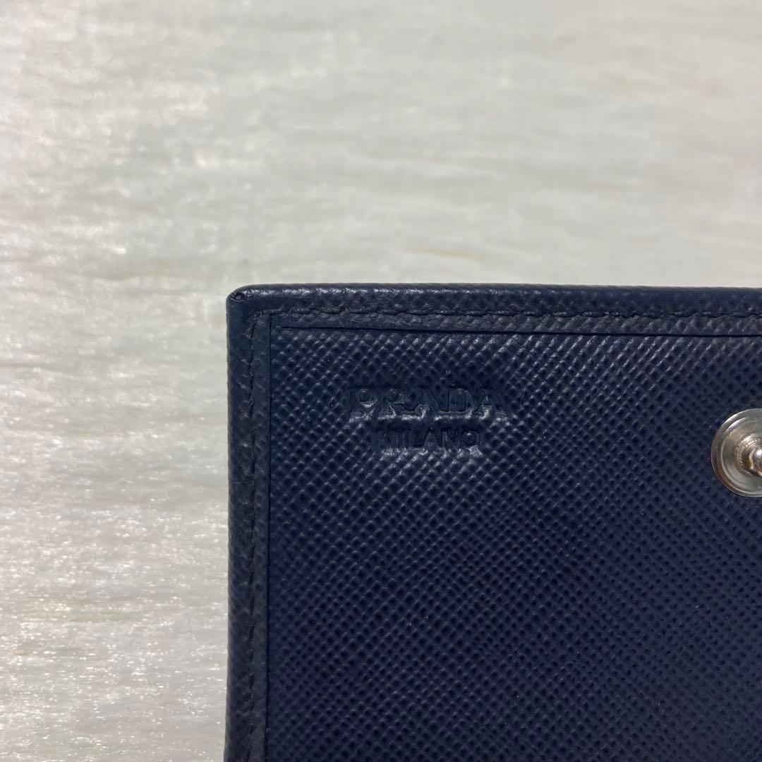 お買い得品　PRADA プラダ　小物入れ　ケース　紺　財布　ミニ　二つ折り