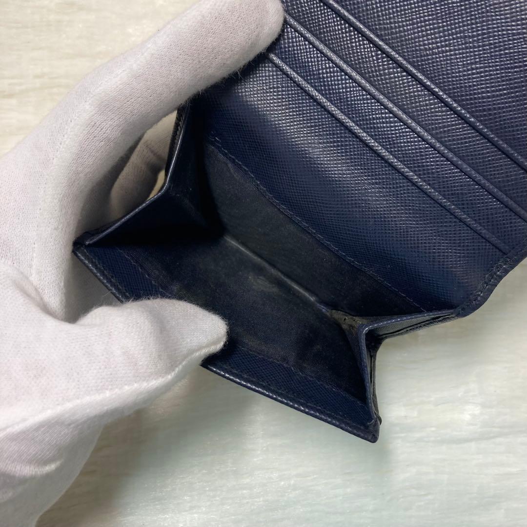 お買い得品　PRADA プラダ　小物入れ　ケース　紺　財布　ミニ　二つ折り