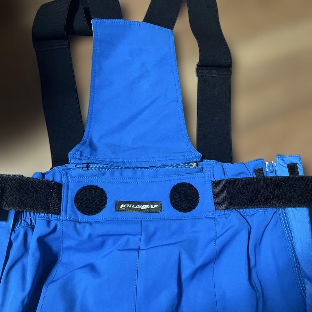 Mizuno ブレスサーモ★ブルー色サスペンダー付きスキーウェア 上下　サイズL