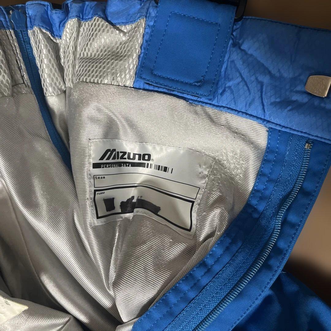 Mizuno ブレスサーモ★ブルー色サスペンダー付きスキーウェア 上下　サイズL
