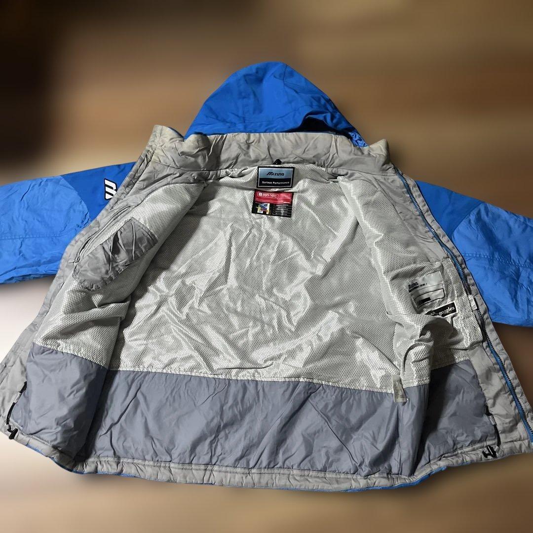 Mizuno ブレスサーモ★ブルー色サスペンダー付きスキーウェア 上下　サイズL