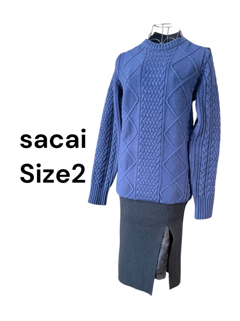 sacai ケーブル編みニットワンピース Size2
