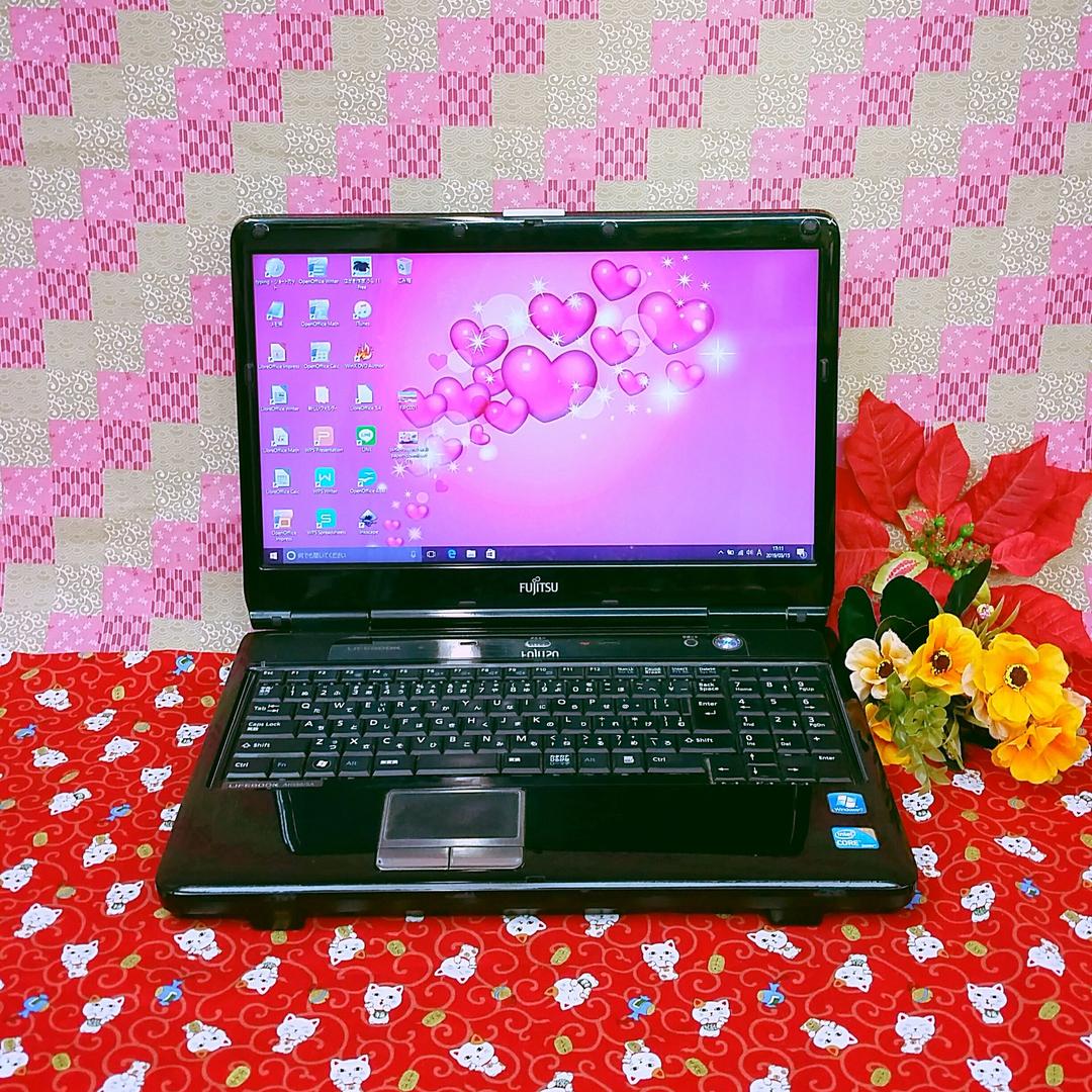 富士通/HDD大容量320GB！最新Win10搭載！ブラック色/動画&画像編集