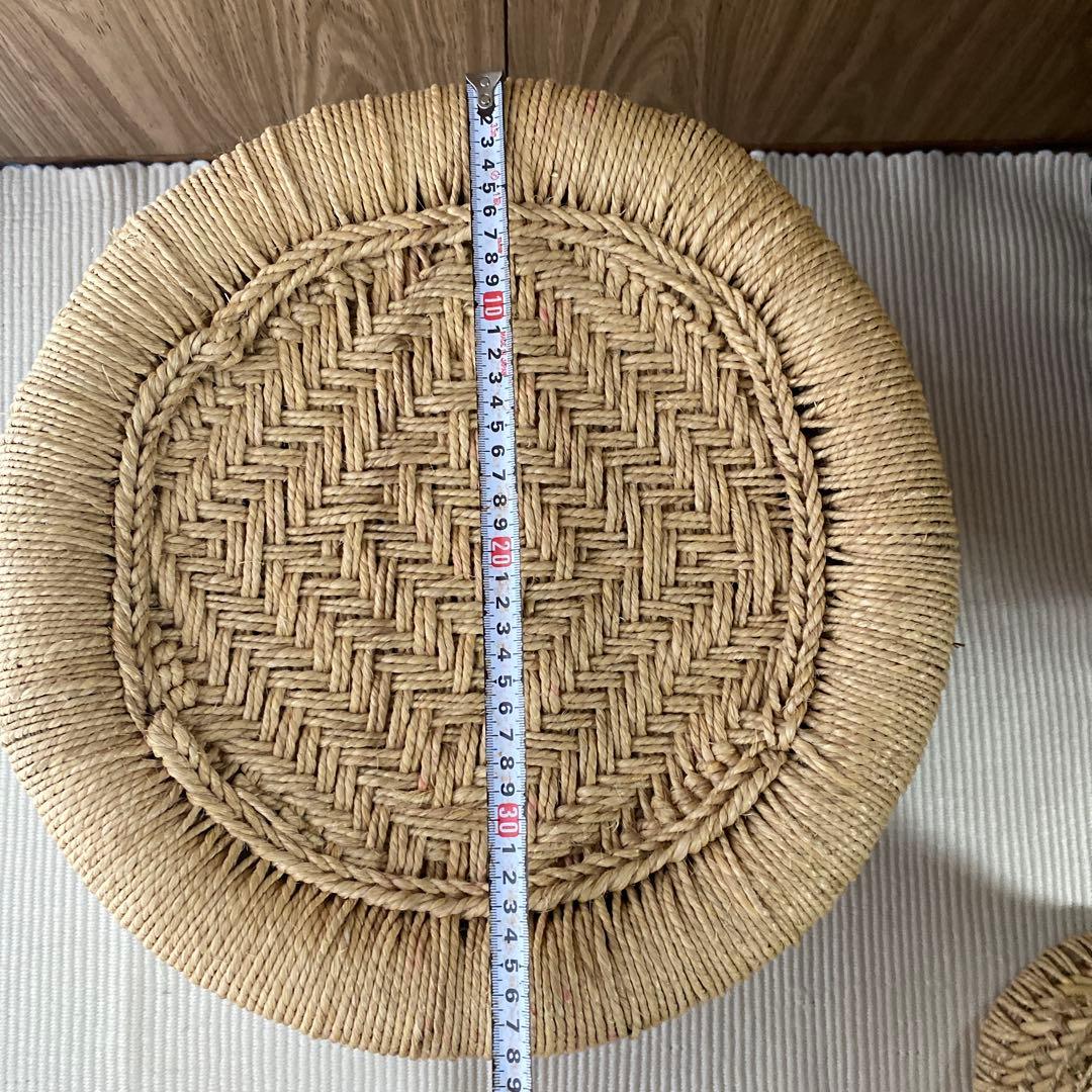 民藝　ラタン　スツール　竹　イス　インド　編み込み　2個セット