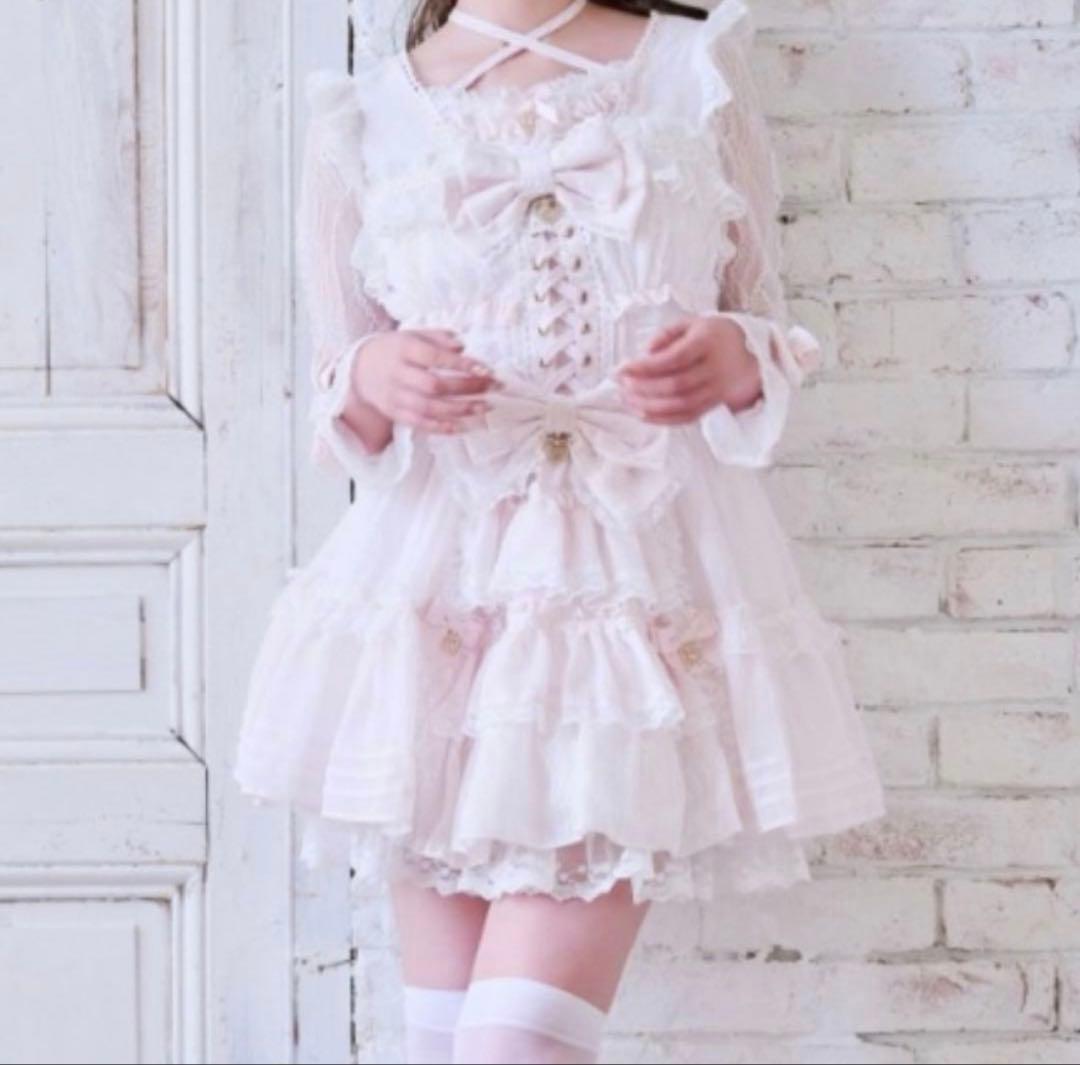 リズリサ フロントティアードシフォンワンピース ピンク