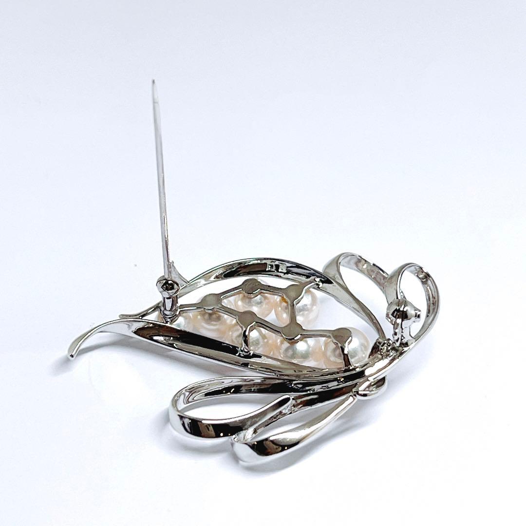 極美品✨MIKIMOTO ミキモト パール　ブローチ　　リボン　フラワー