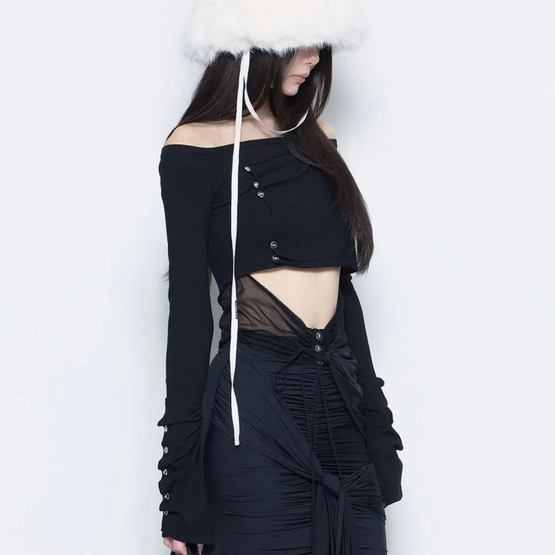 トップス S button layered knit tops thered thread