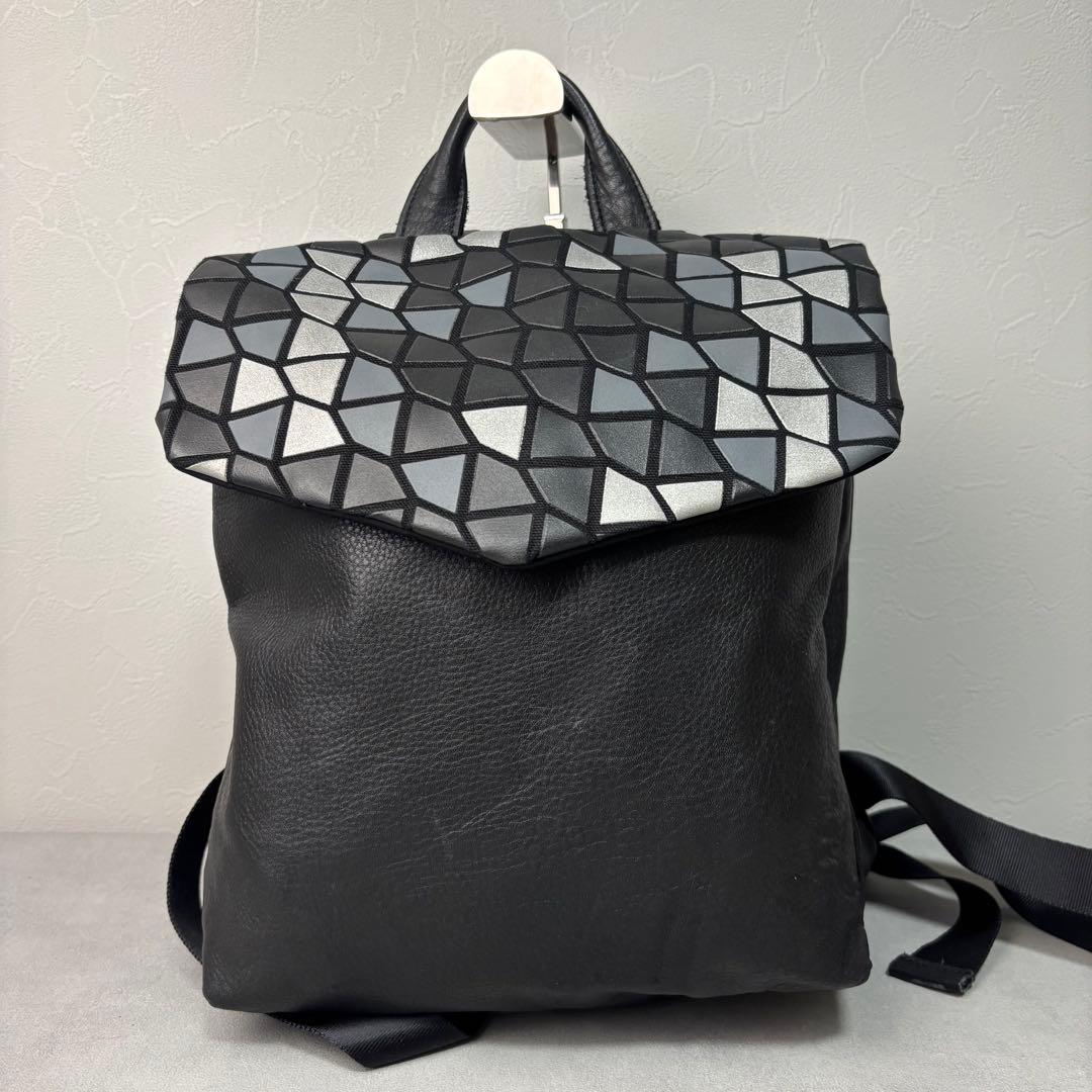 美品✨chi.wata リュック レザー 幾何学 本革 ブラック チワタ A4◎