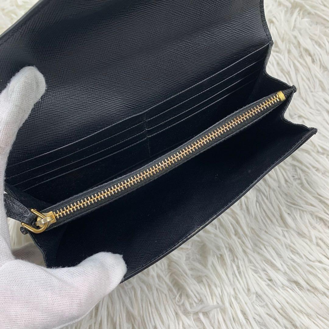 【✨極美品✨】プラダ 長財布 レター サフィアーノレザー ブラック