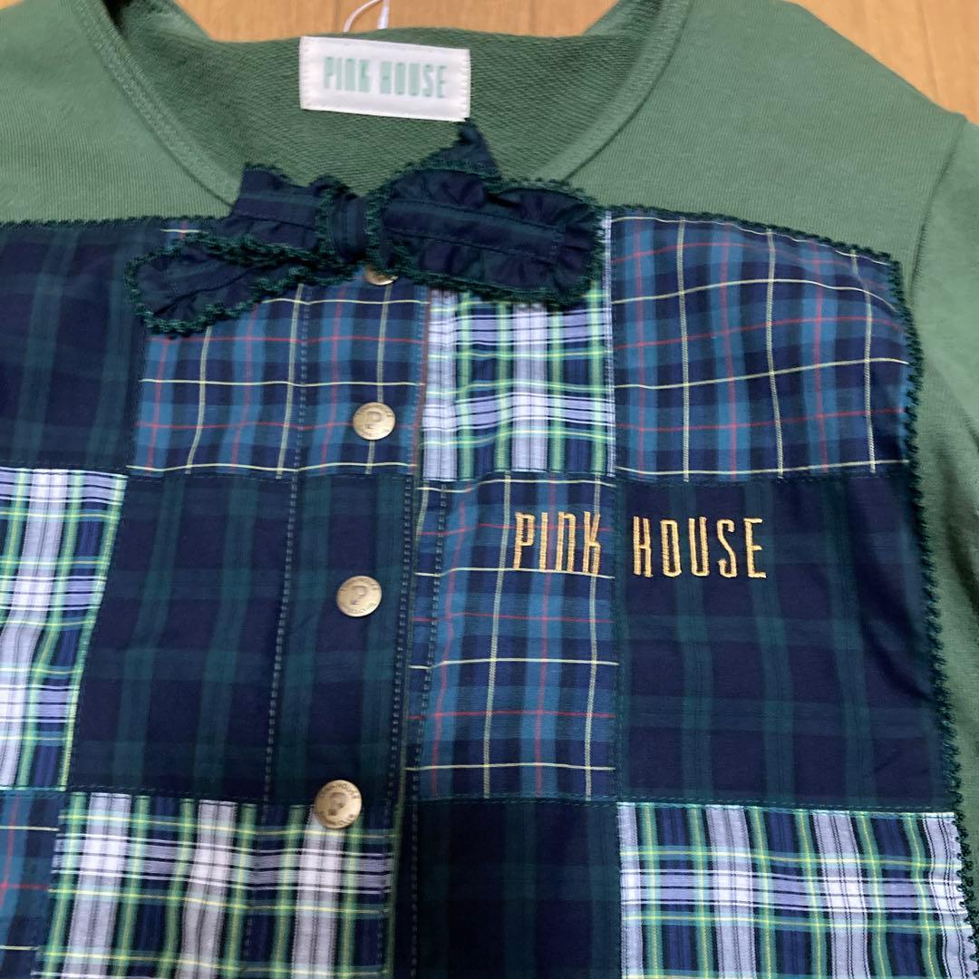 PINK HOUSE チェック柄パッチワークカーディガン