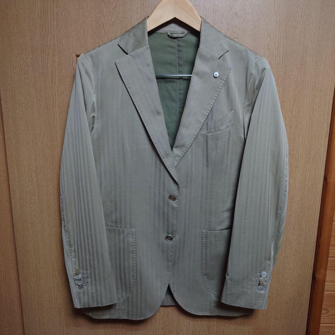 【美品】48 ルビアム ヘリンボーンセ ットアップ コットン スーツ ベージュ