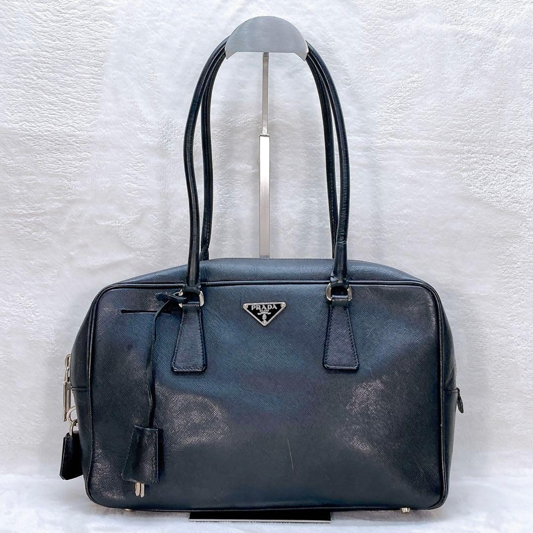 ✨激レア✨プラダ ガレリア トートバッグ ブラック 三角プレート カデナ レザー