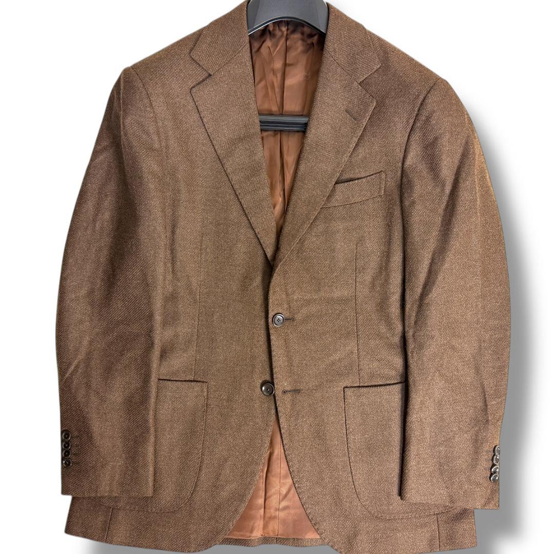 J7399 美品 ビームスF ロロピアーナ生地メリノウールジャケット 茶 48
