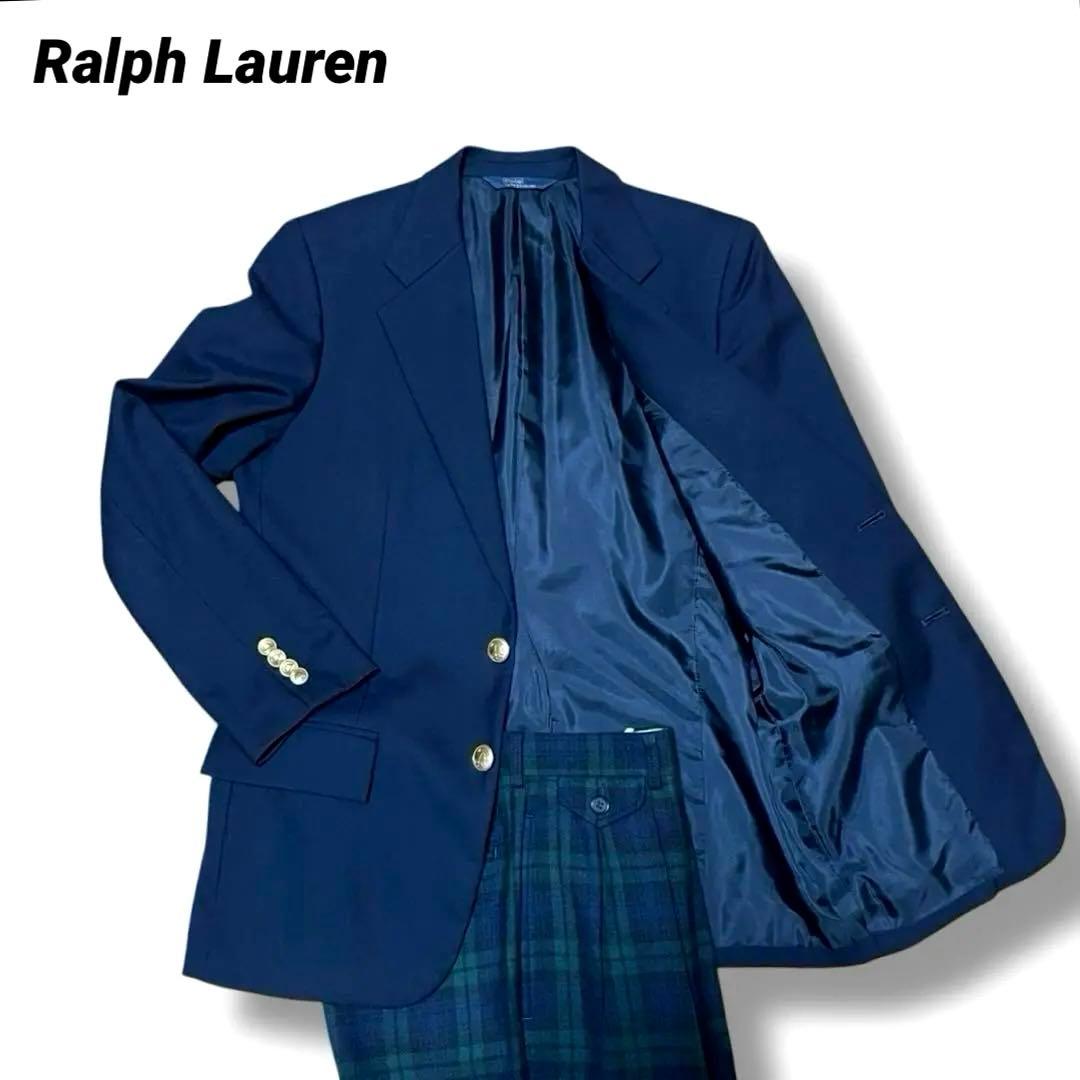 美品 ポロ ラルフローレン 160フォーマルセットアップスーツ 金ボタン 紺ブレ