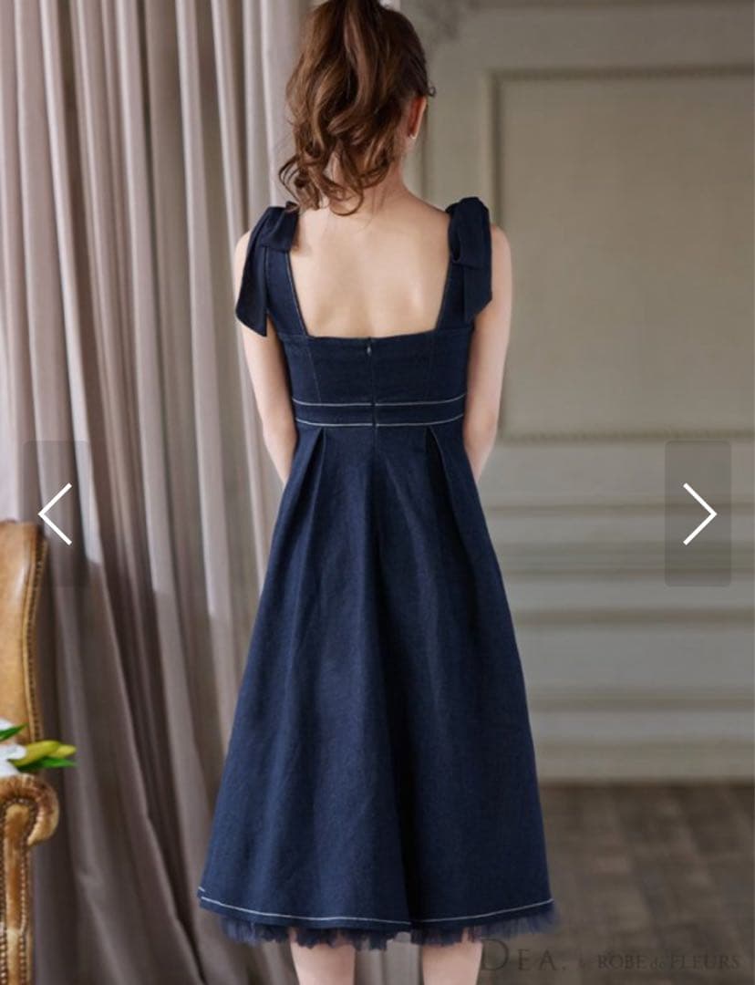 DEA ローブドフルール ネイビー Aラインドレス
