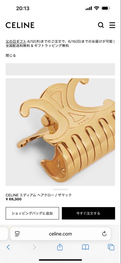 セリーヌ CELINE ミディアム ヘアクロー ヘアクリップ