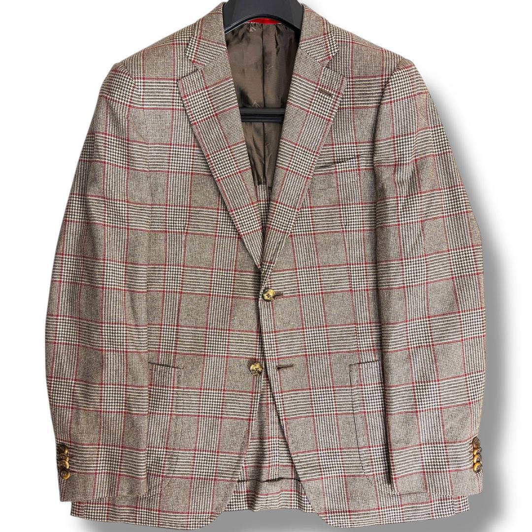 J6384 美品 イザイア SAILORフランネルグレンプレイドジャケット 48