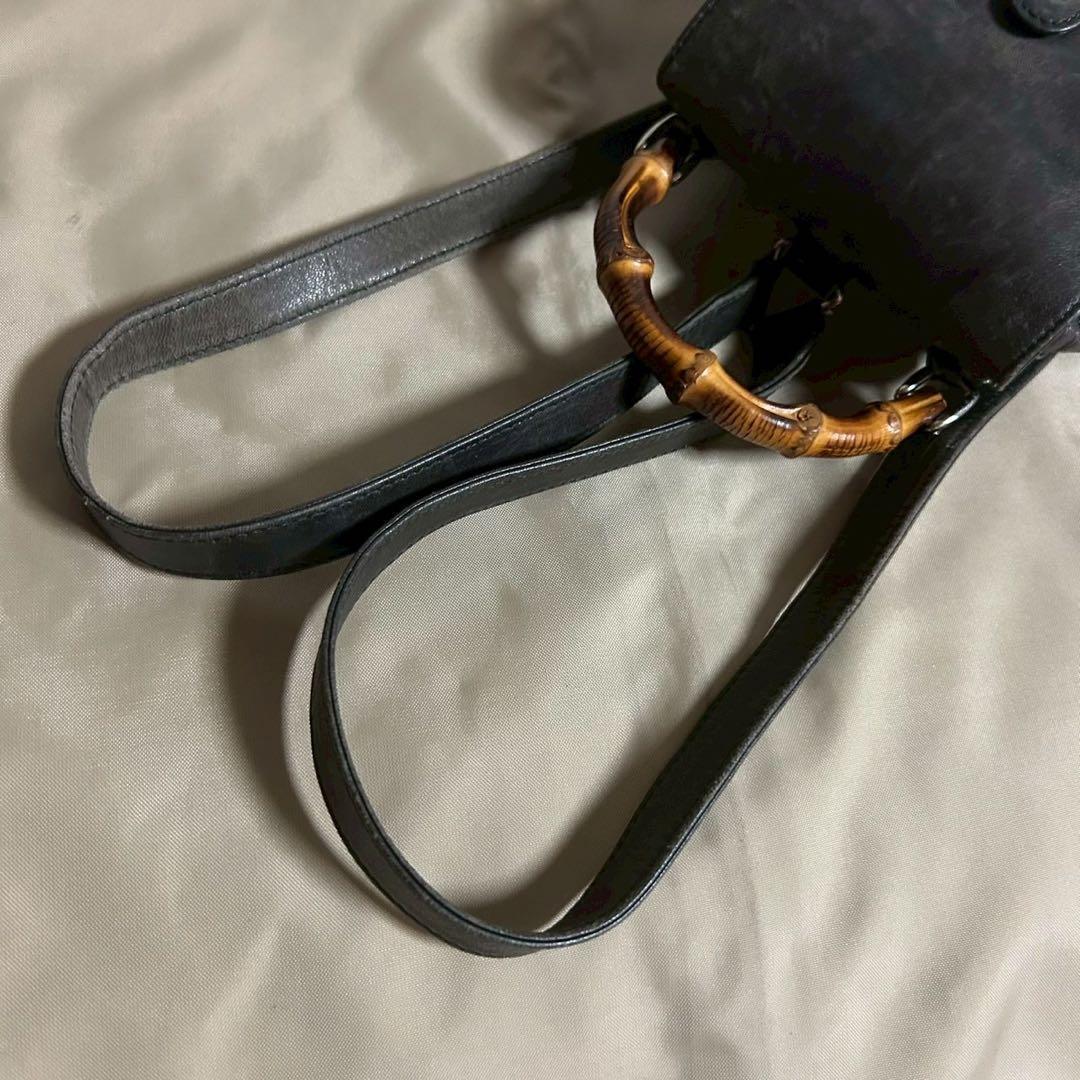 【】グッチ バンブー レザー 巾着 ミニ リュック かばん バッグ ヴィンテージ