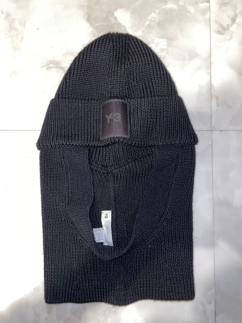 k*&様 Y-3 フード付きニット帽 黒　バラクラバ