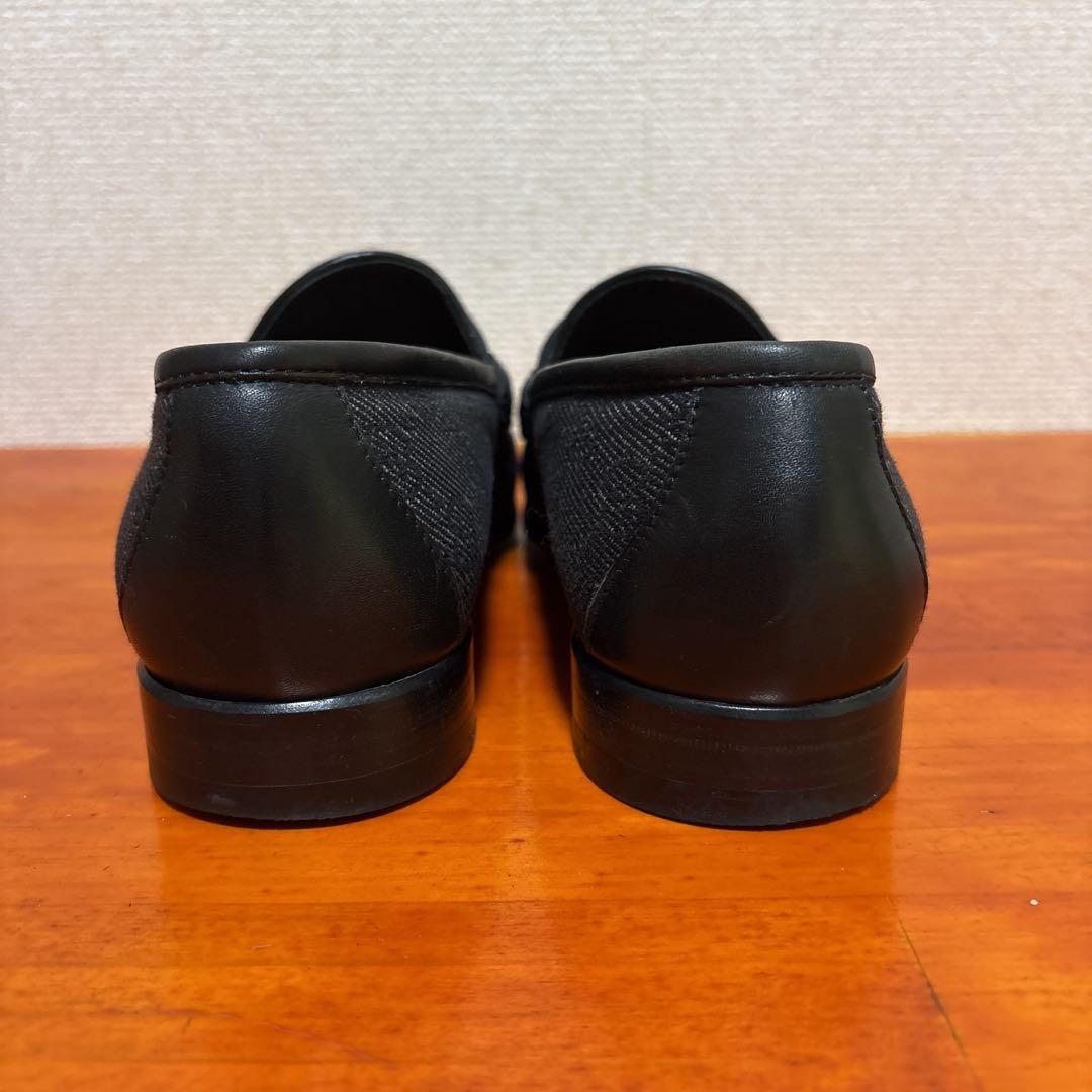 グッチ グレー ブラック 24cm 37.5 ビットローファー