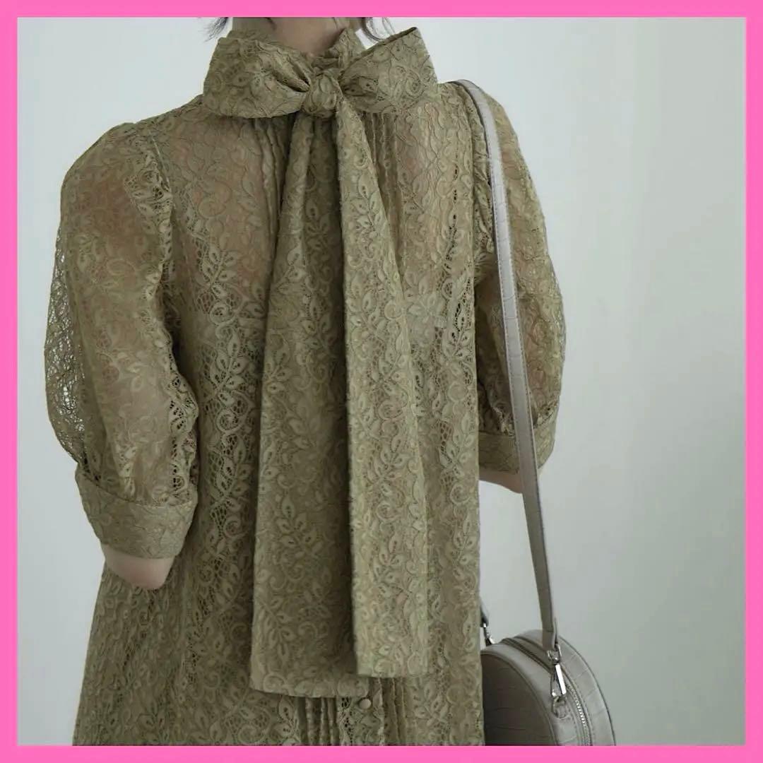 【美品】etoll. エトル 3way レースワンピース ドレス カーキ