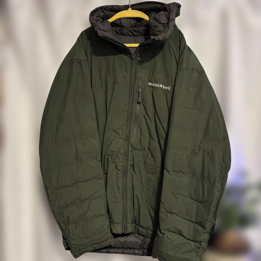 mont-bell フード付きダウンジャケット オリーブグリーン