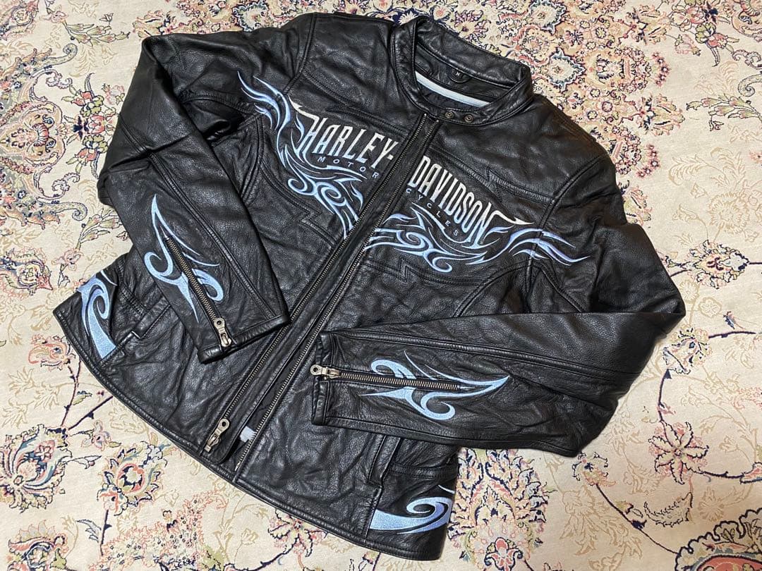 新品未使用Harley-Davidson ブラックレザージャケットフレアーロゴ