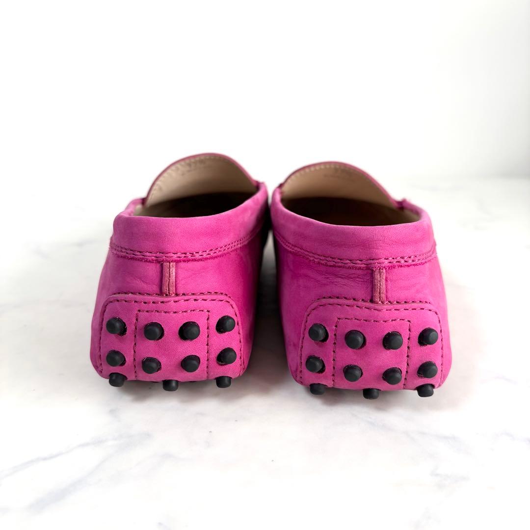 極美品 トッズ 37.5 ゴンミーニ ドライビングシューズ スエード ピンク
