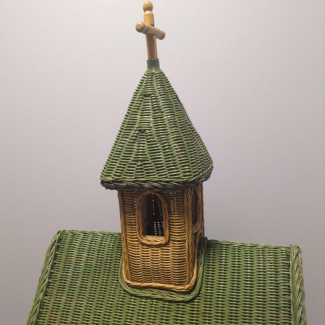 【希少】Kazama カザマ ラタン 教会型バスケット 大型 収納