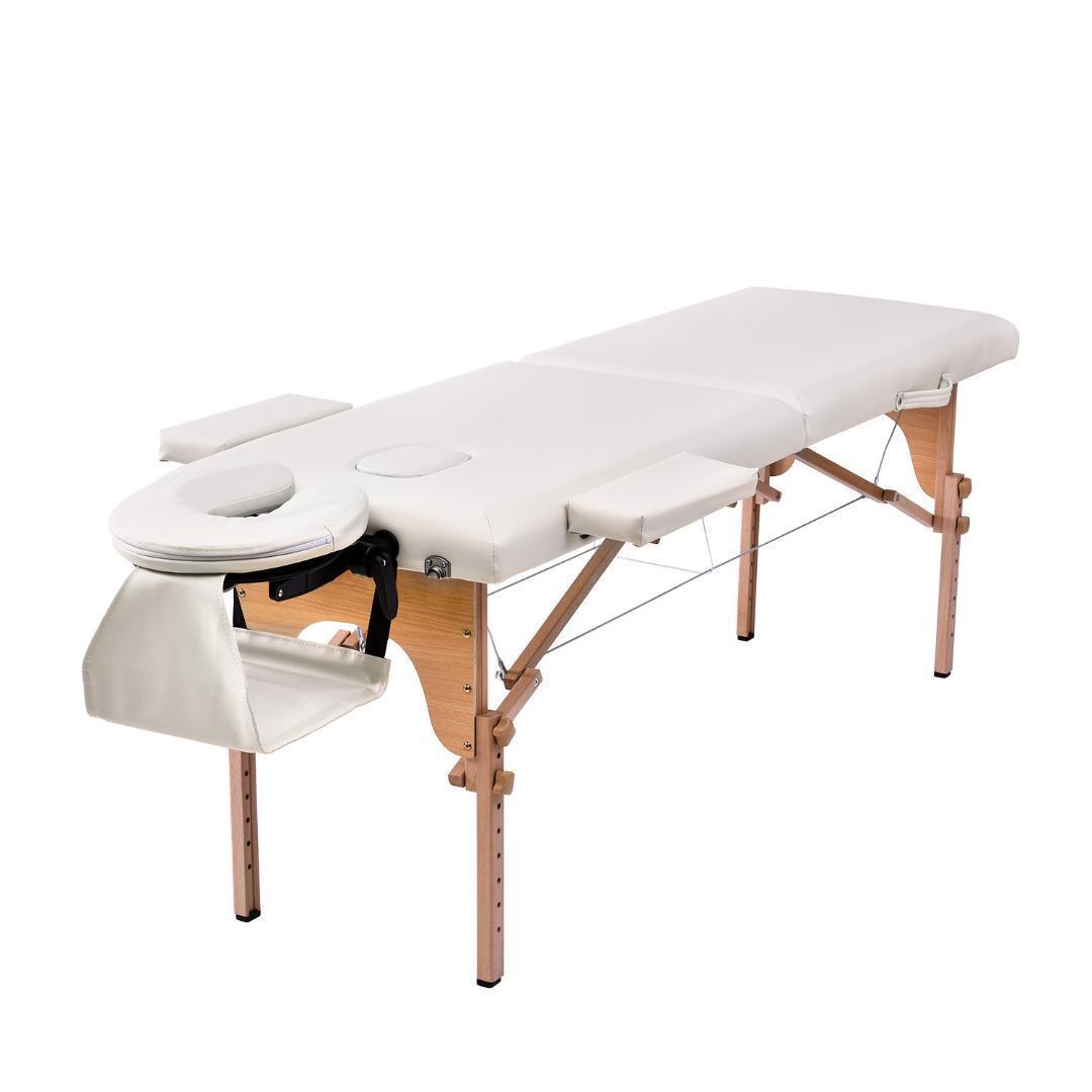 【ホワイト】 マッサージベッド 折りたたみ コンパクト 超軽量 エステベッド