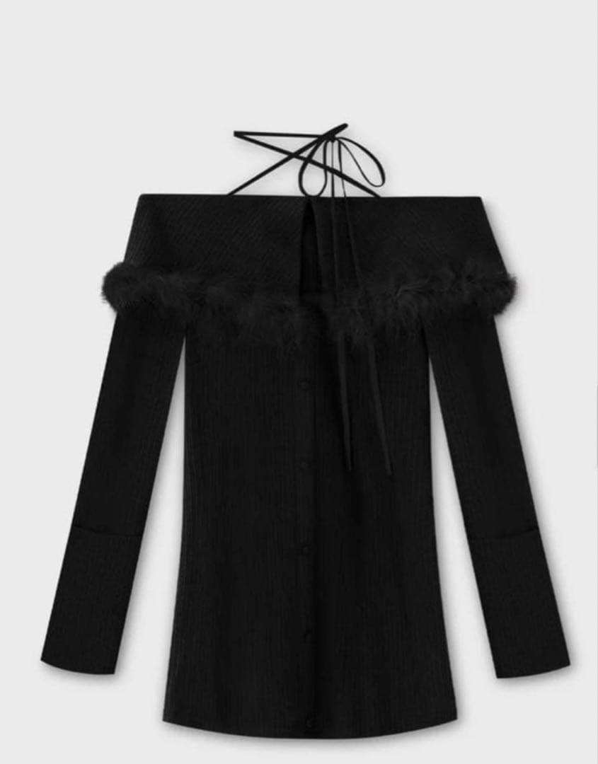 ワンピース 2way feather collar mini onepiece