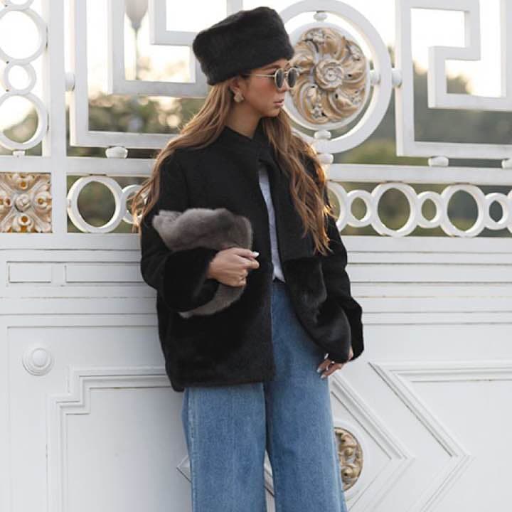 【未使用:room306Contemporary】ファーコート(黒)