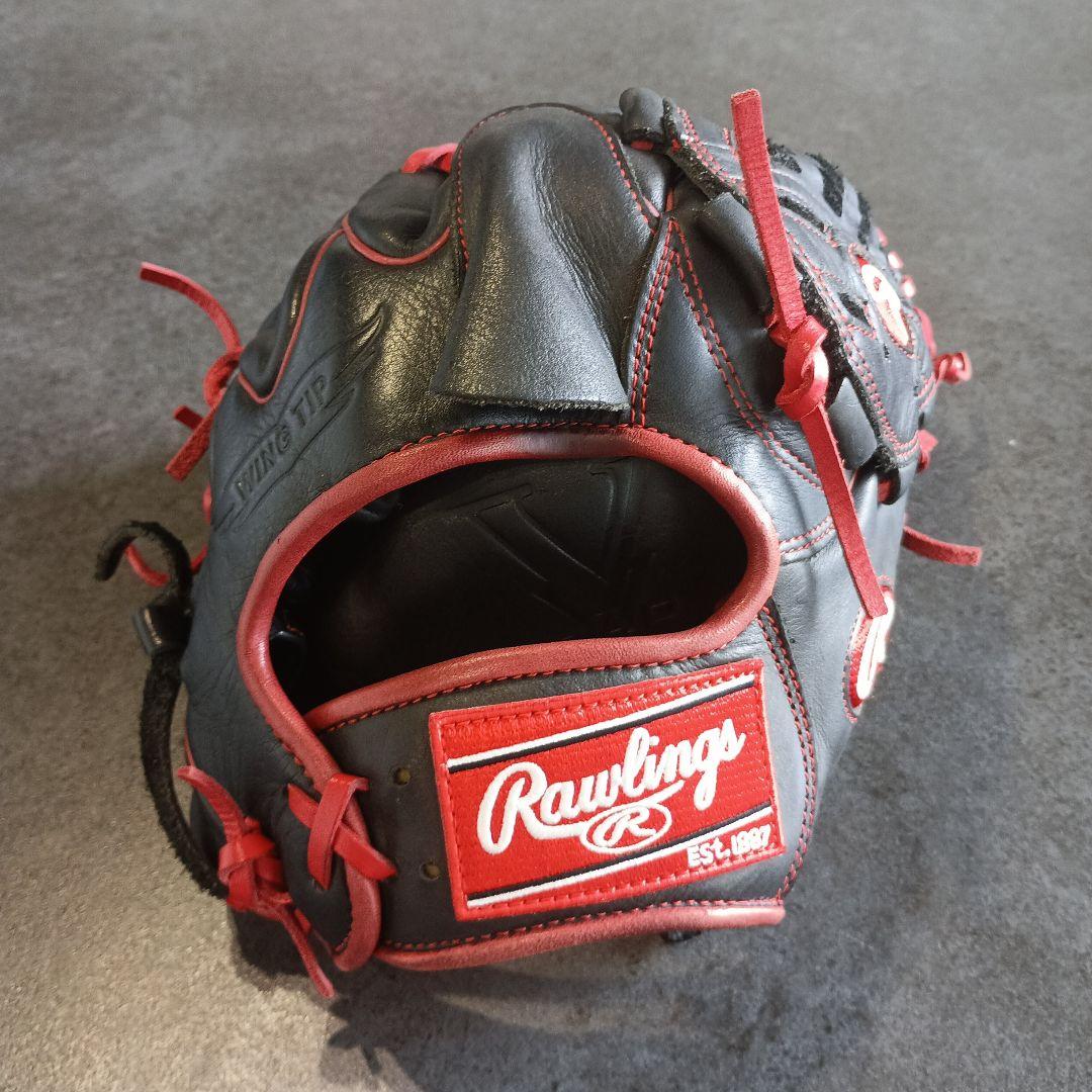 Rawlings 軟式グローブ 黒/赤 大人用　ピッチャー用