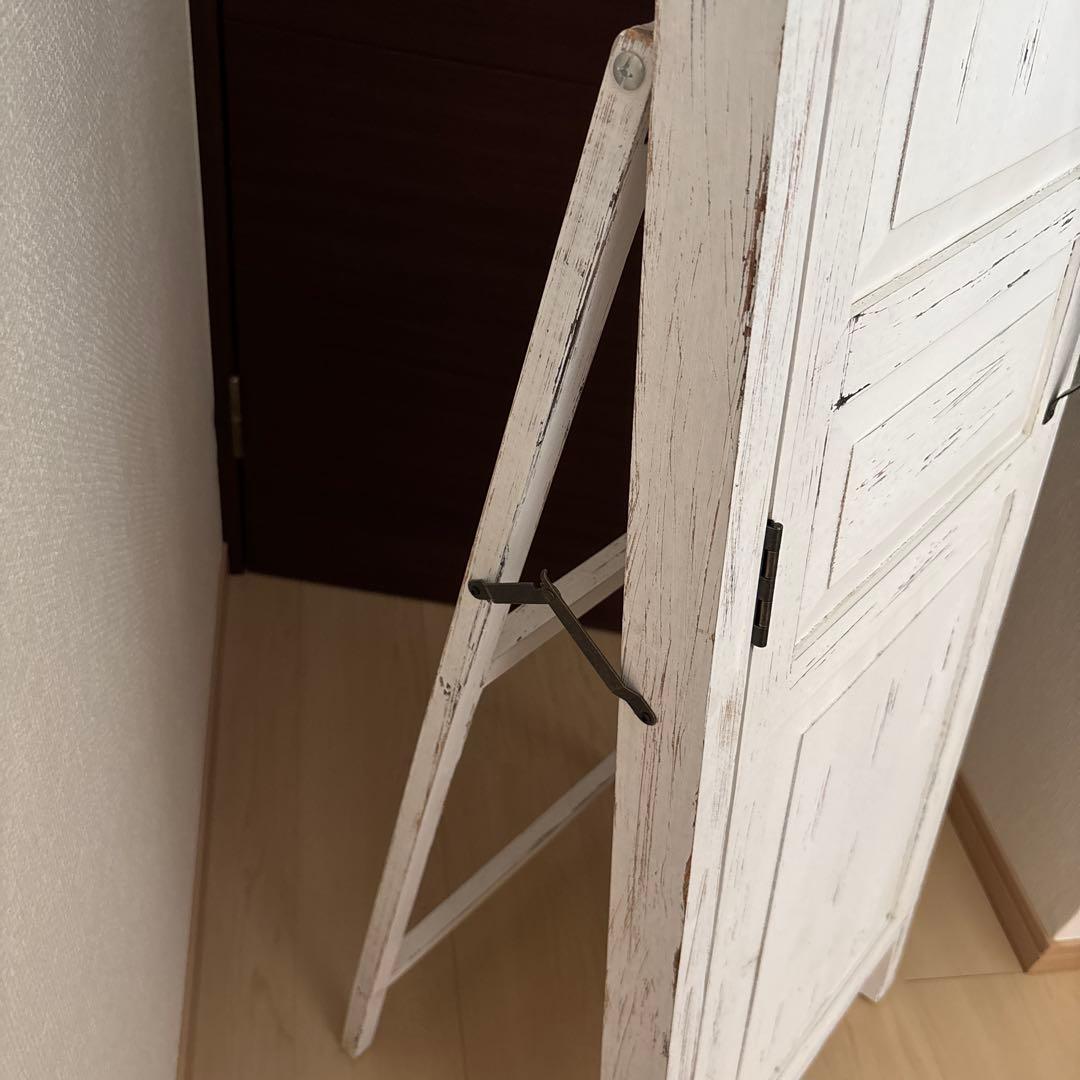 ヴィンテージ風 ホワイト ドアスタンドミラー シャビー 北欧 アンティーク
