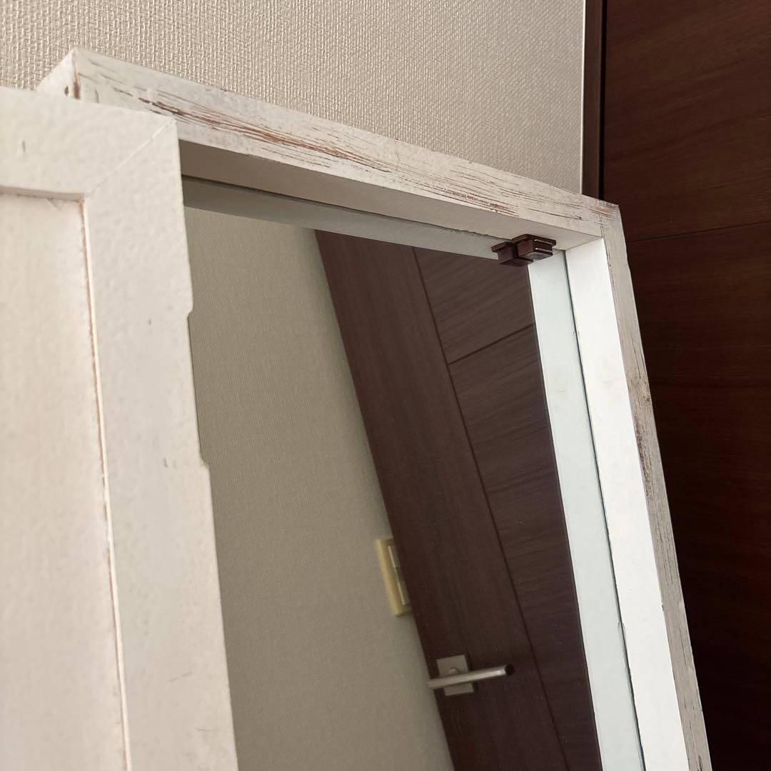 ヴィンテージ風 ホワイト ドアスタンドミラー シャビー 北欧 アンティーク