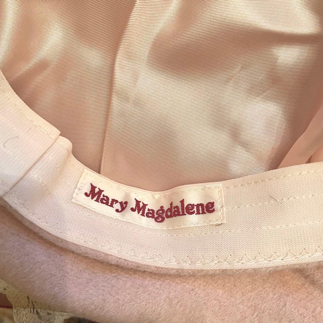 新品　未使用　メアリーマグダレン　ベレー帽　帽子　薄ピンク系　コサージュ　薔薇