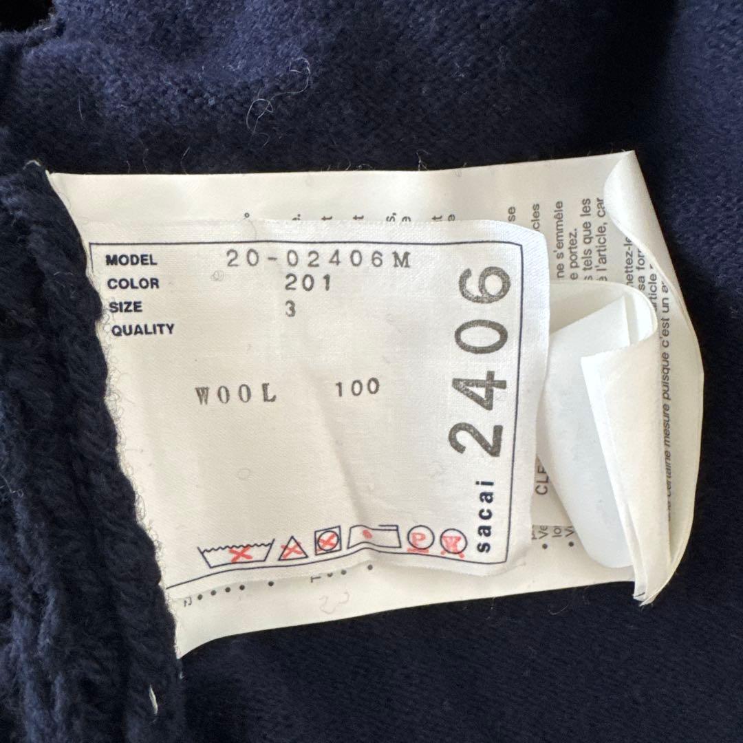 sacai 20AW ジップアップウールニットブルゾン サイズ3