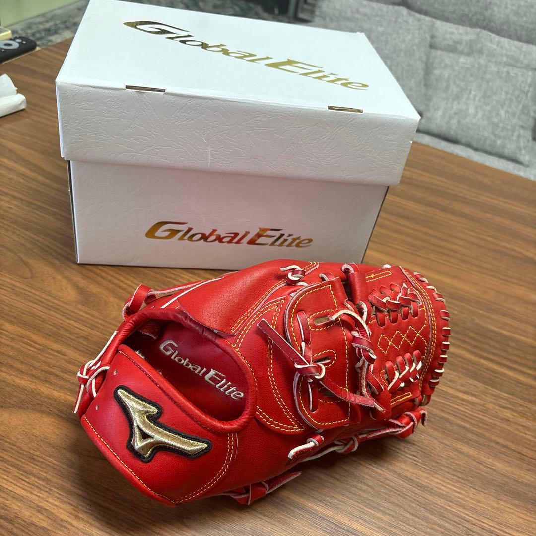 Global Elite 硬式グローブ レッド