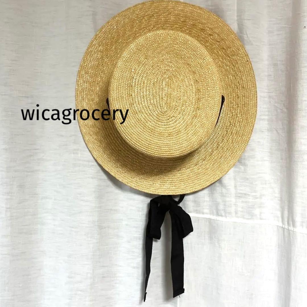 wicagrocery麦わら帽子　リボン付き麦わら帽子