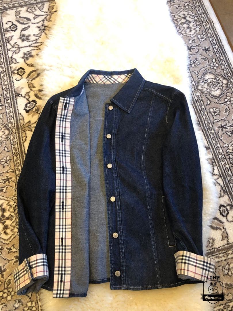美品本物バーバリーBurberry上質コットンデニムジャケット☆42サイズM◯