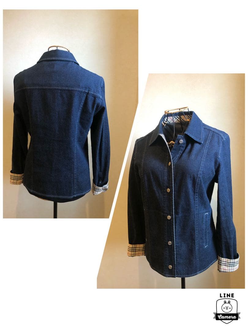 美品本物バーバリーBurberry上質コットンデニムジャケット☆42サイズM◯