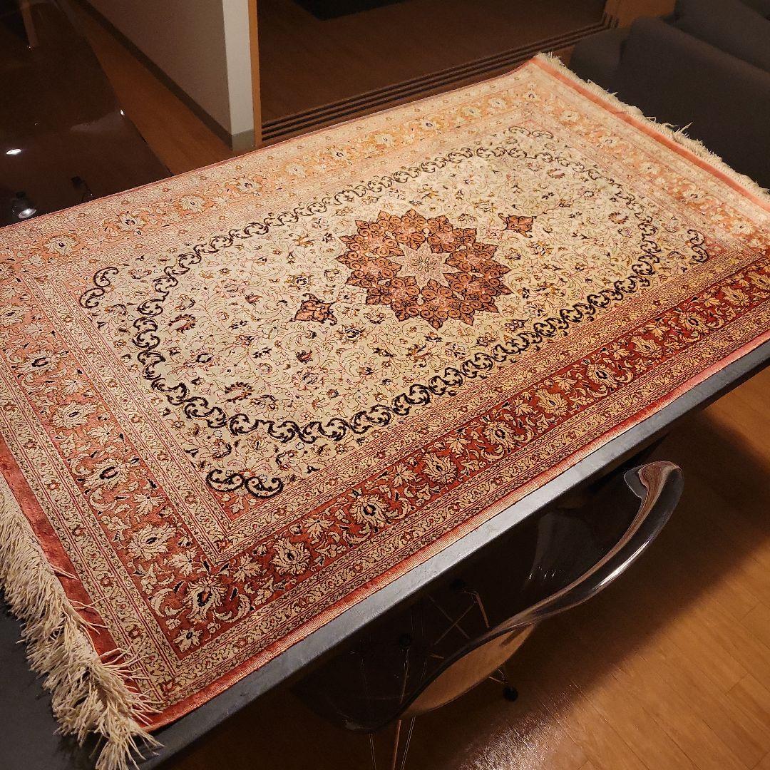 シルク ペルシャ 手織 絨毯 77×125cm