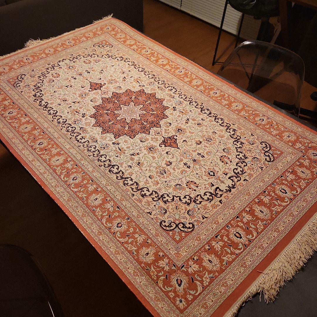 シルク ペルシャ 手織 絨毯 77×125cm