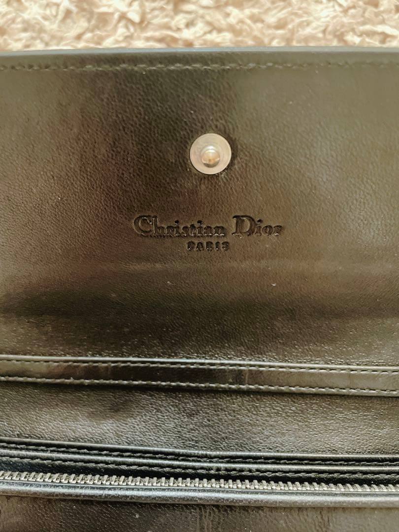 DIOR レディ ディオール チェーンウォレット 長財布　ブラック黒　ラムスキン