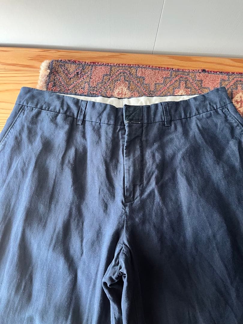 ラルフローレン　リネン　シルク　スラックス　ネイビー　ralph lauren