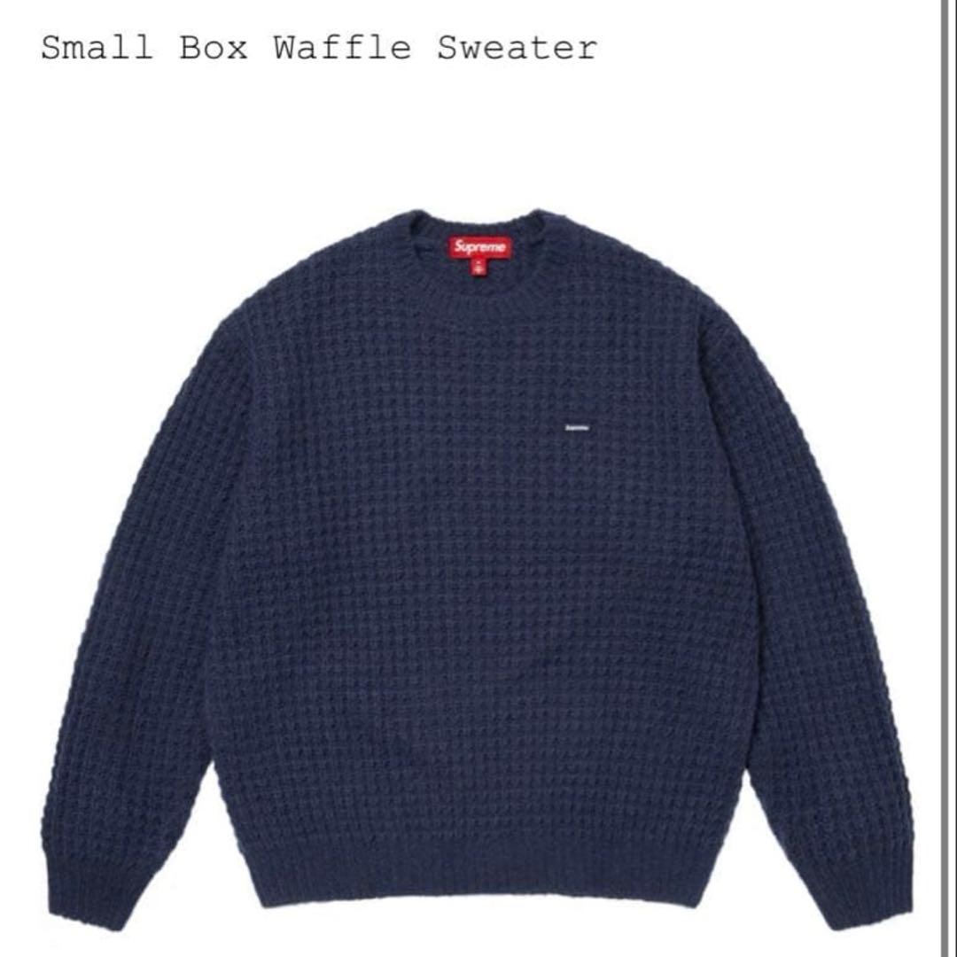 Supreme Small Box Waffle Sweater M ネイビー
