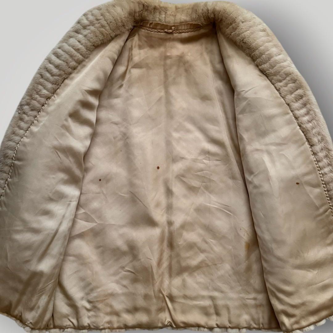 美品 本毛皮 ホワイトミンク ミンク ファーコート リアルファー