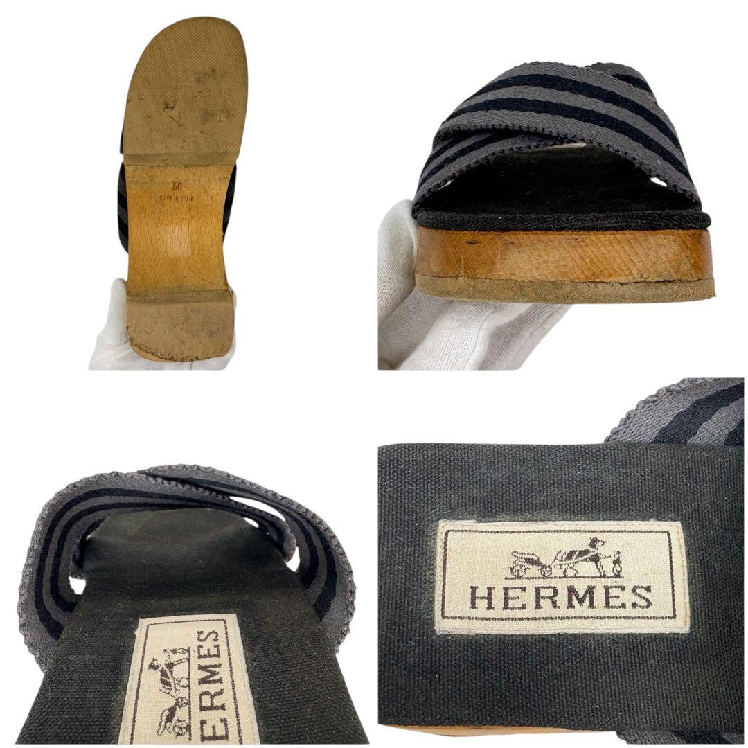 エルメス HERMES エールライン フールトゥ サナリー ブラック サンダル